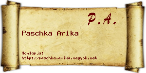 Paschka Arika névjegykártya